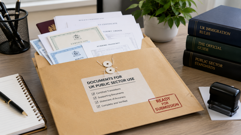 Official documents prepared and organised for UK public sector submission