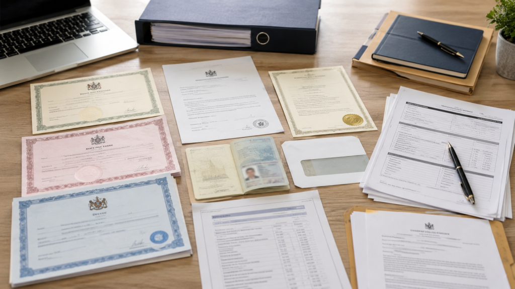 Official documents prepared for certified translation and UK public sector submission