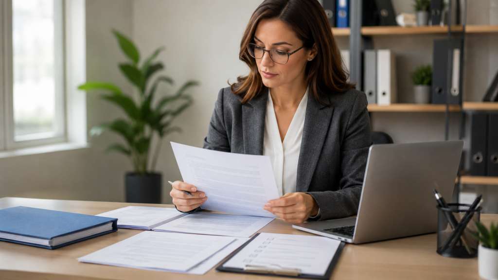 Professional translator reviewing an official document for UK public sector submission
