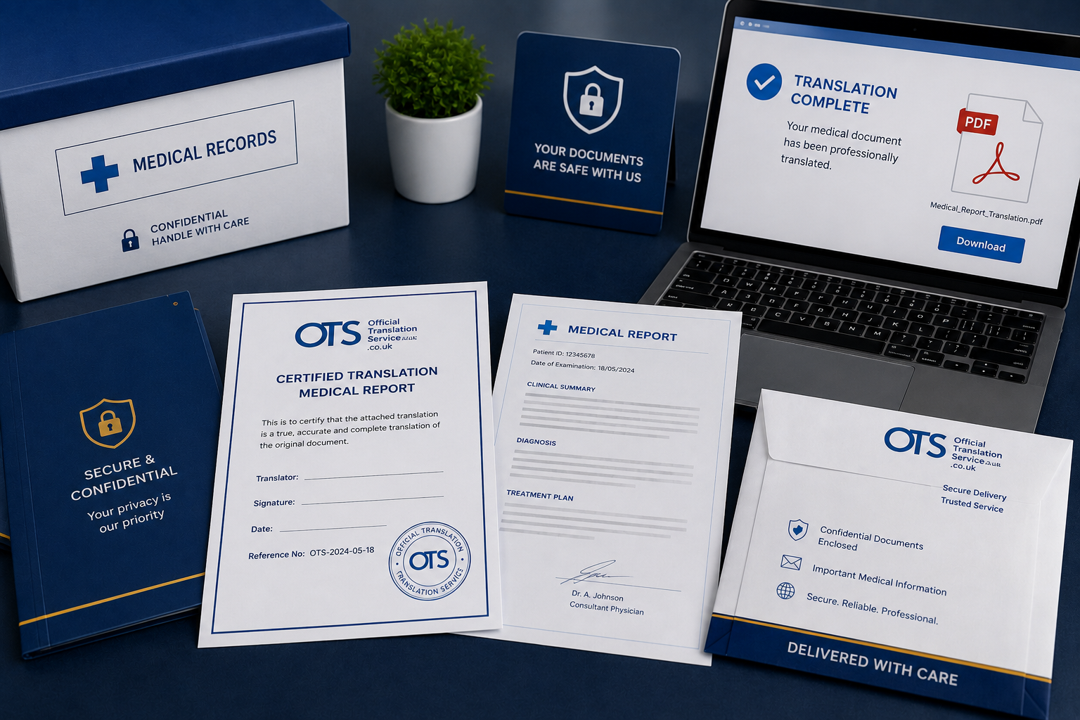 Certified medical translation prepared for confidential digital and printed delivery